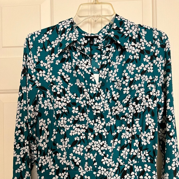 Who What Wear Green/Black/White Floral Button Up Shirt Dress NWT Size S - Picture 1 of 7